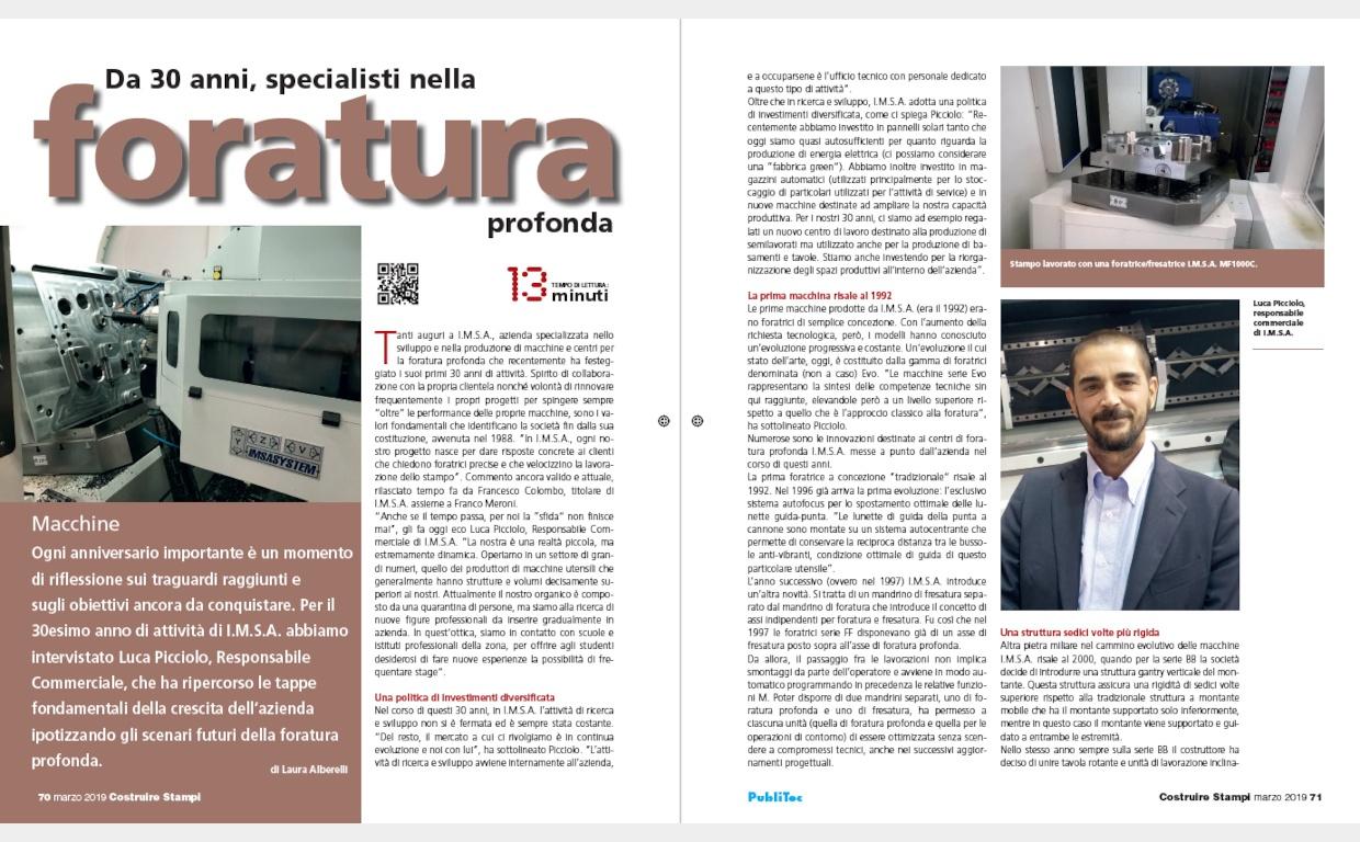 IMSA - da 30 anni specialisti nella foratura profonda - Rivista COSTRUIRE STAMPI