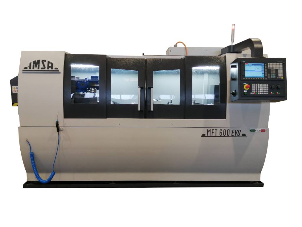 Macchina foratrice di fori profondi IMSA MFT600/12EVO, vista completa dal fronte macchina.